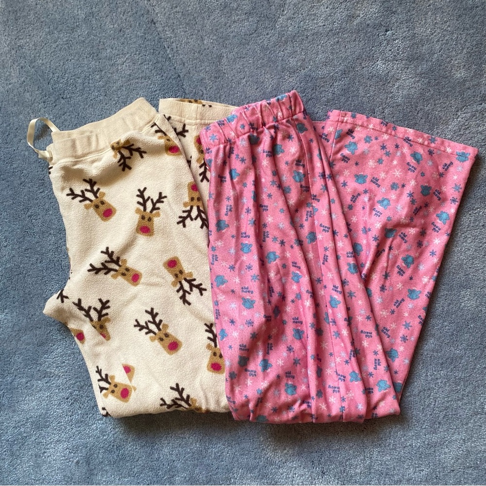 Bundle of Vintage Old Navy Pajama Bottom Pants Fleece 12 14 Girls